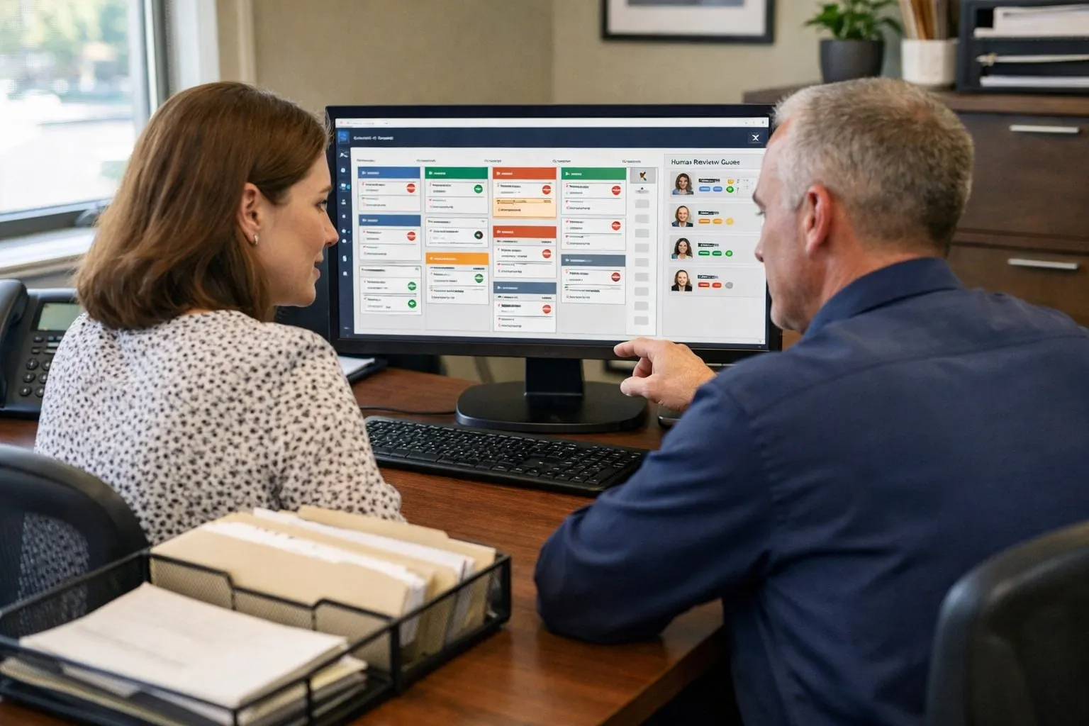 Agency team reviewing an automated workflow