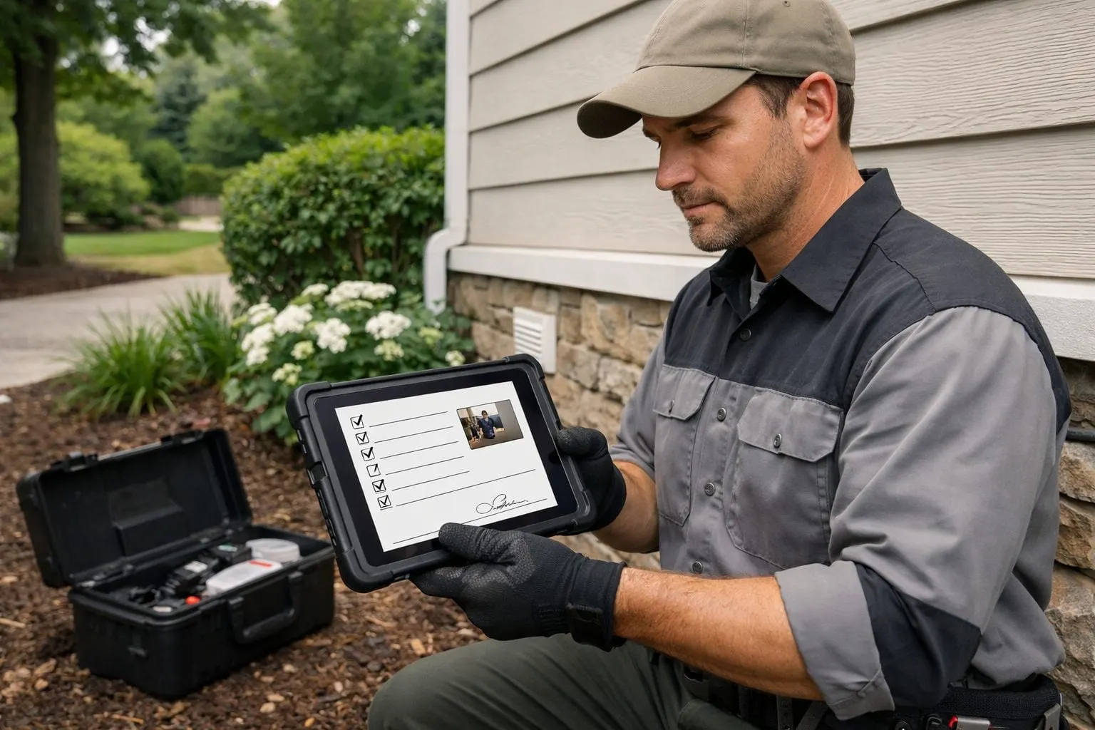 Technician Completing a Service Record